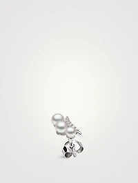 Sleek 18K Gold Akoya Pearl And Diamond Stud Earrings