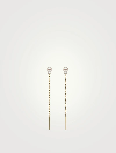Trend 18K Gold Freshwater Pearl And Diamond Earrings