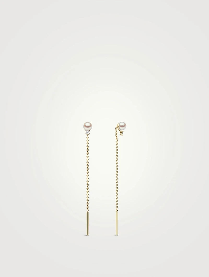 Trend 18K Gold Freshwater Pearl And Diamond Earrings