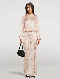 Clement Silk Straight-Leg Trousers Floral Print