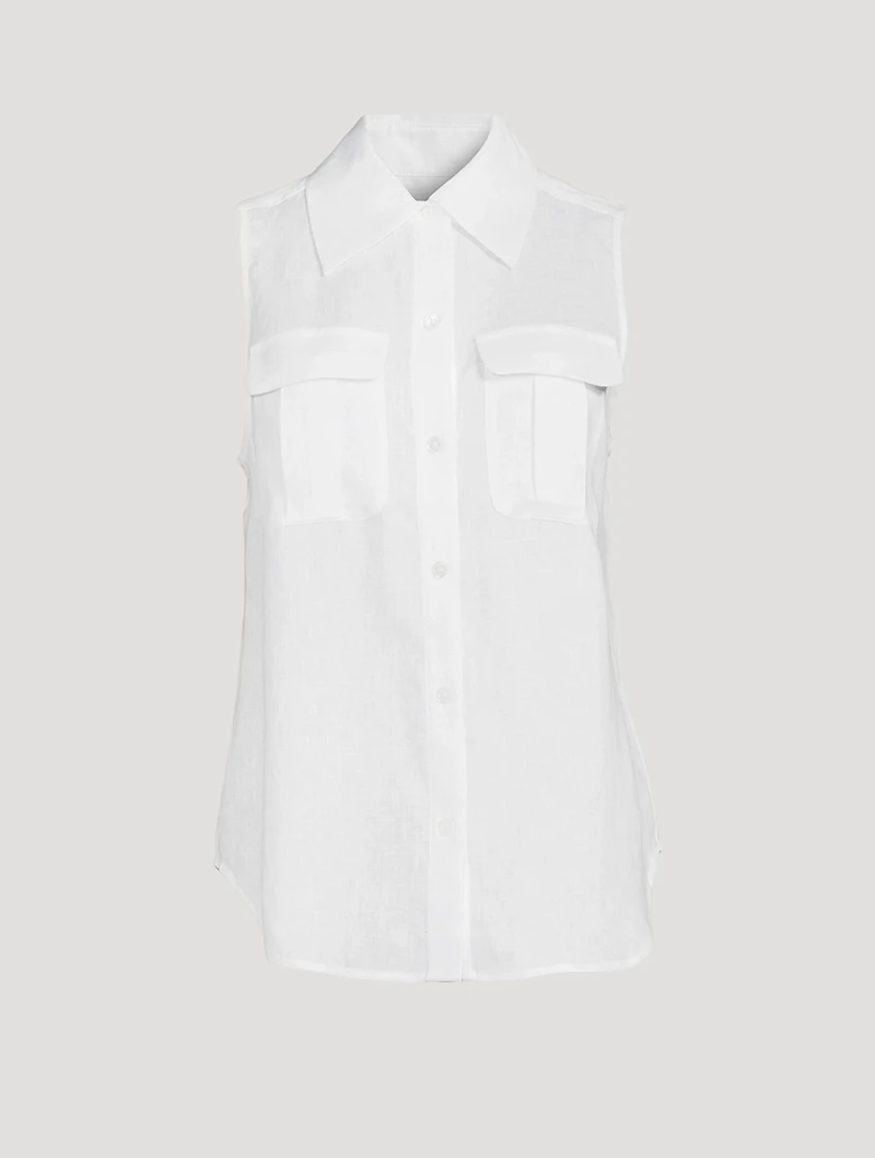 Camila Sleeveless Linen Shirt