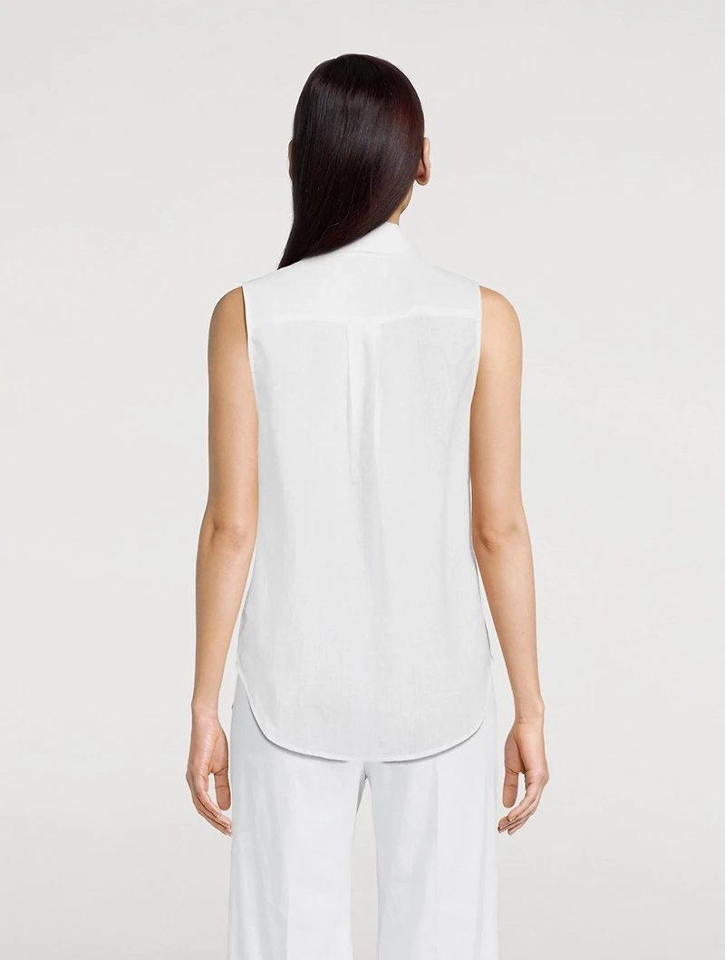 Camila Sleeveless Linen Shirt