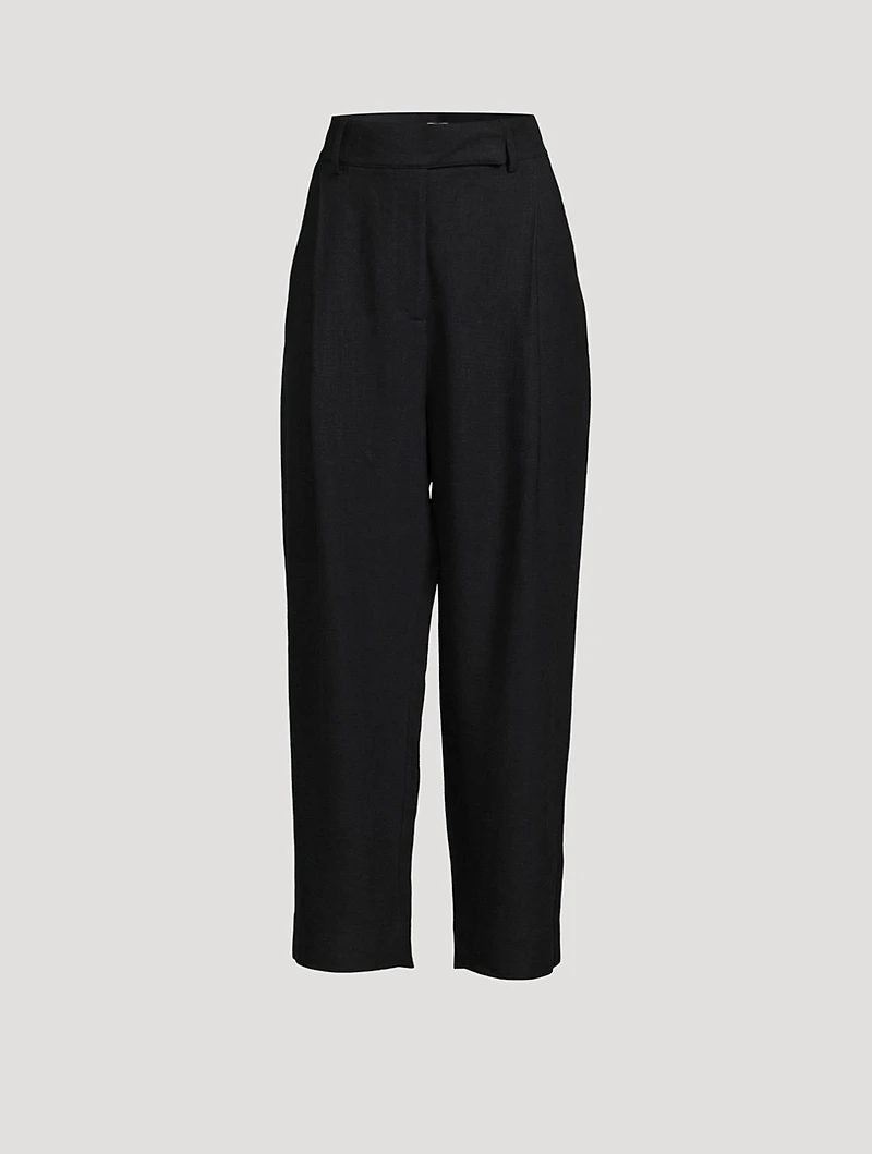 Deep Pleat Straight-Leg Trousers