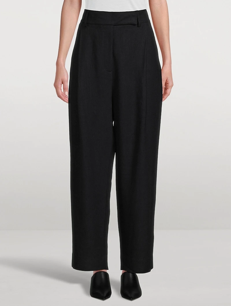 Deep Pleat Straight-Leg Trousers