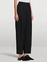 Deep Pleat Straight-Leg Trousers