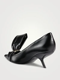 Leather Pumps With Asymmetric Bow