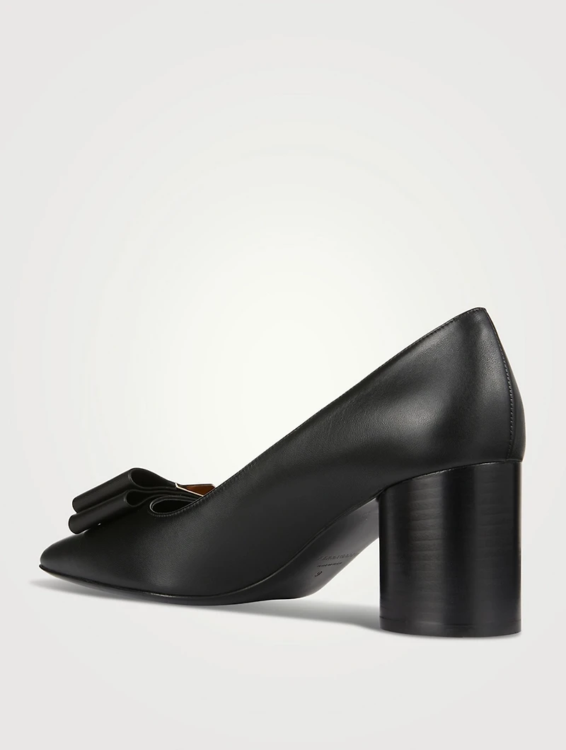Double-Bow Leather Pumps