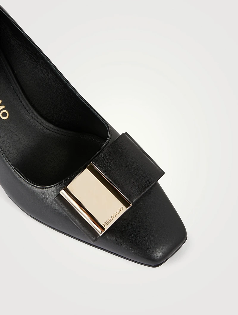 Double-Bow Leather Pumps