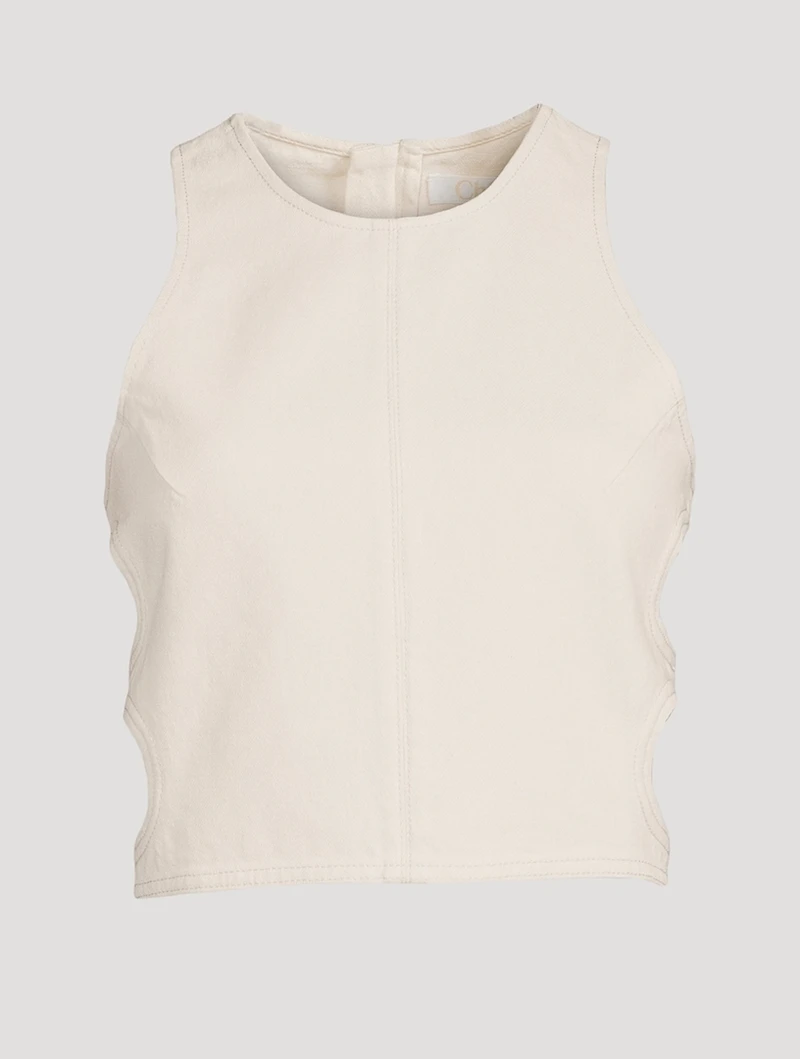 Cut-Out Cotton And Hemp Crop Top