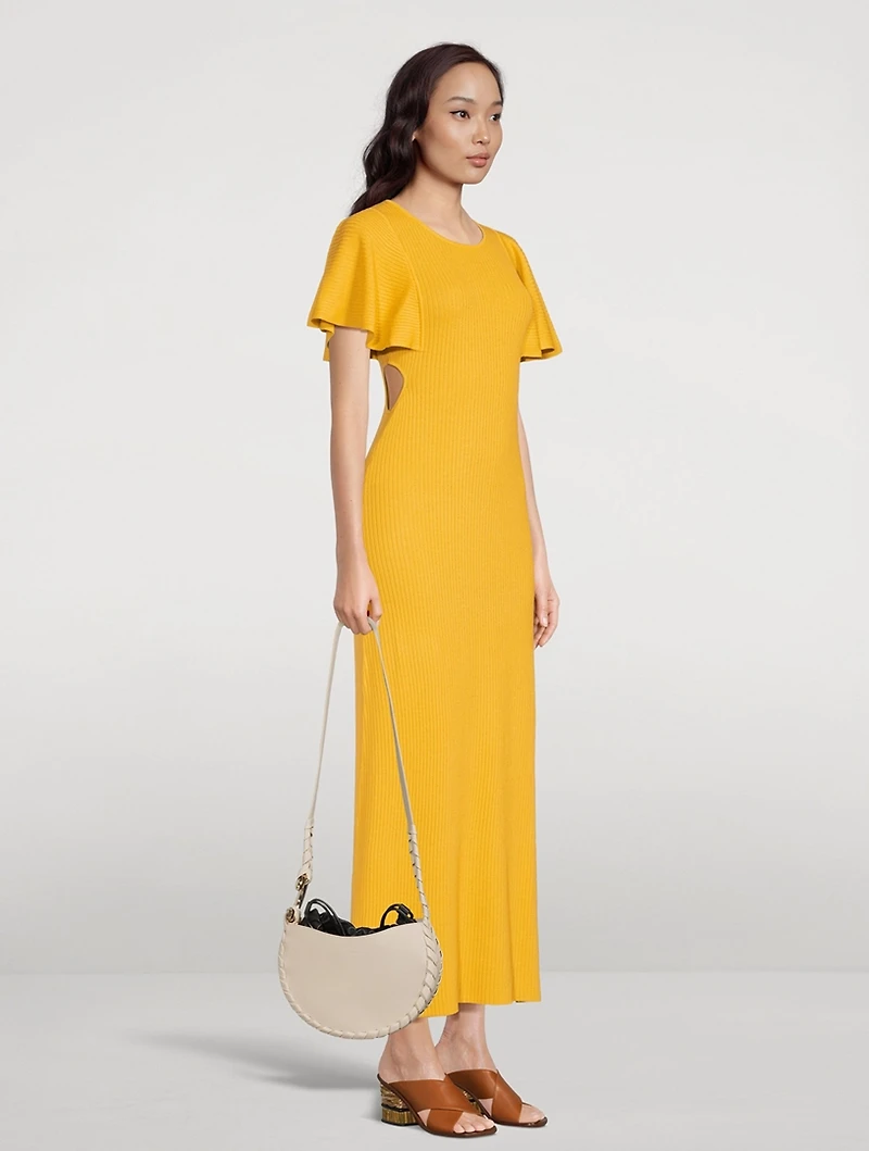 Cut-Out Wool Maxi Dress