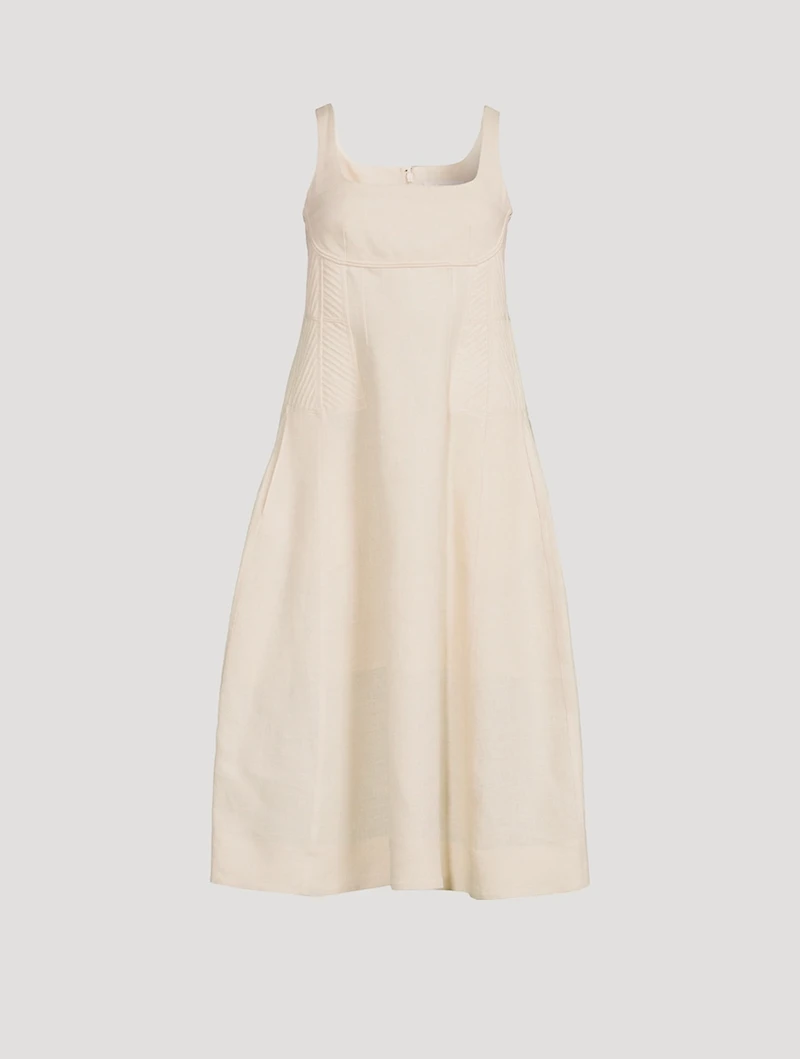 CHLOÉ Vertical Linen Midi Dress