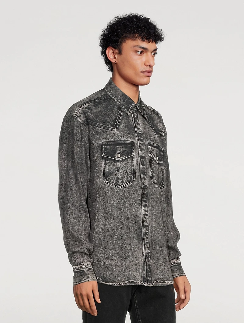 Denim Trompe L'oeil Fluid Shirt
