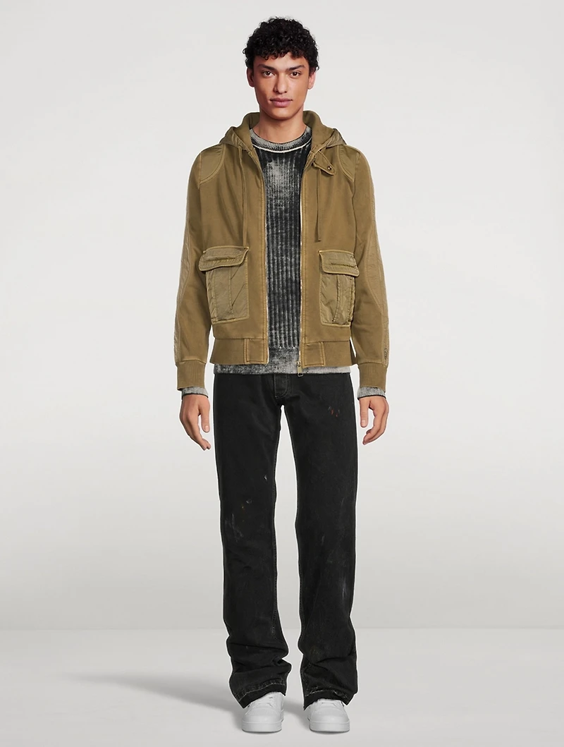 Cotton Hoodie With Nylon Accents