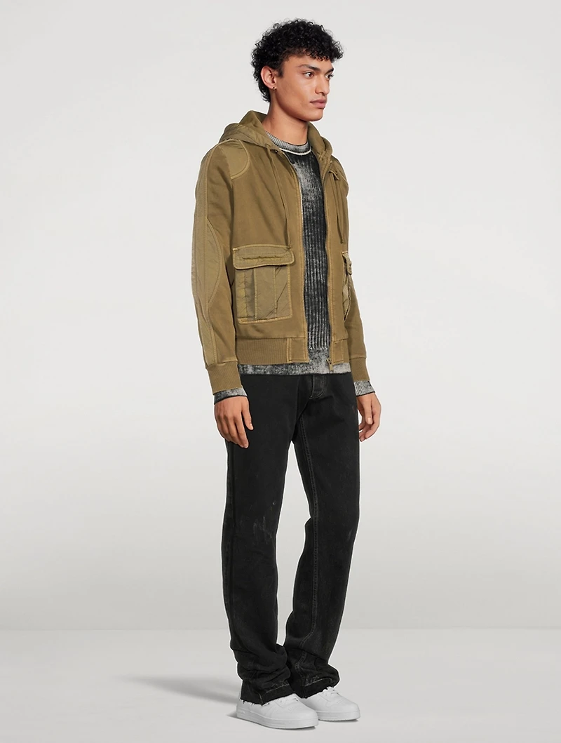 Cotton Hoodie With Nylon Accents