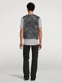Cotton Utility Vest Marbled Print
