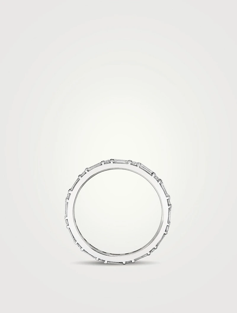 14K White Gold Alternating Shapes Band With Lab Grown Diamonds
