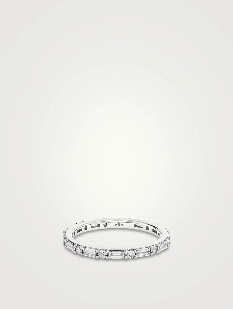 14K White Gold Alternating Shapes Band With Lab Grown Diamonds