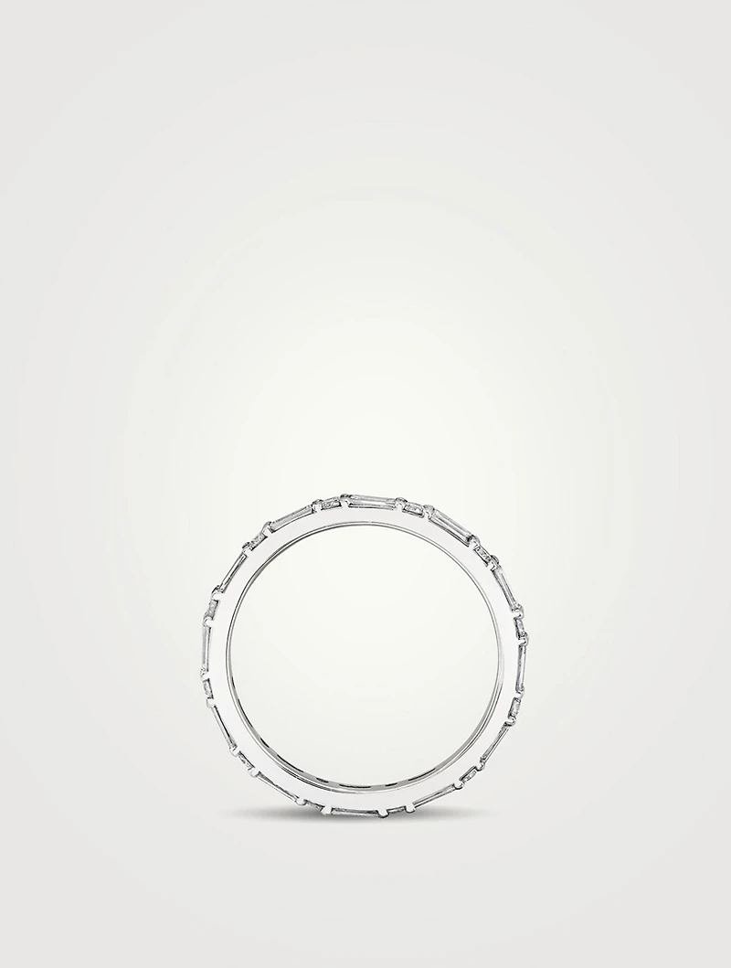 14K White Gold Alternating Shapes Band With Lab Grown Diamonds