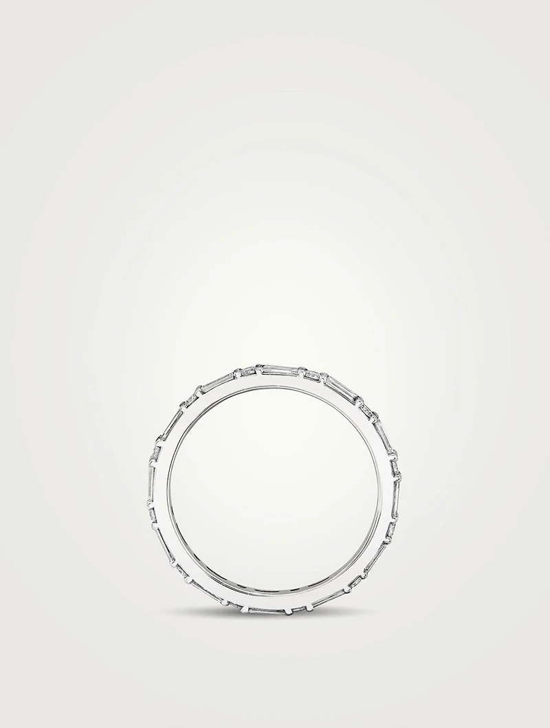 14K White Gold Alternating Shapes Band With Lab Grown Diamonds