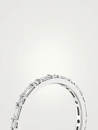 14K White Gold Alternating Shapes Band With Lab Grown Diamonds