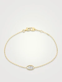 14K Gold Marquise Bezel Station Bracelet With Lab Grown Diamonds