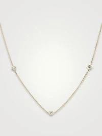 14K Gold Brilliant Round Bezel Station Necklace With Lab Grown Diamonds