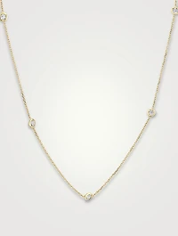 14K Gold Brilliant Round Bezel Station Necklace With Lab Grown Diamonds