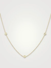 14K Gold Brilliant Round Bezel Station Necklace With Lab Grown Diamonds