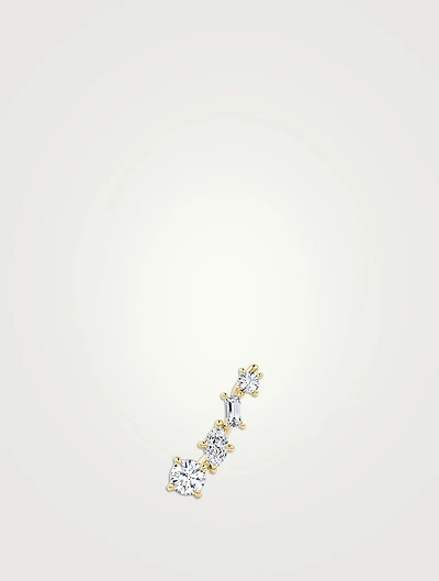 14K Gold Shooting Star Left Ear Climber With Lab Grown Diamonds