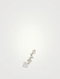 14K Gold Shooting Star Left Ear Climber With Lab Grown Diamonds