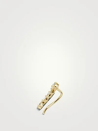 14K Gold Shooting Star Left Ear Climber With Lab Grown Diamonds