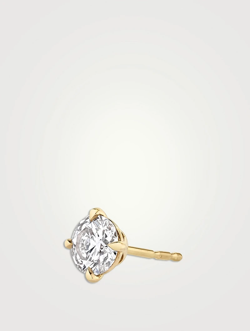 14K Gold Brilliant Round VRAI Created Diamond Solitaire Stud Earring
