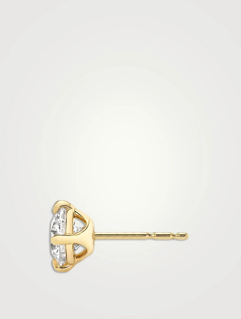14K Gold Brilliant Round VRAI Created Diamond Solitaire Stud Earring