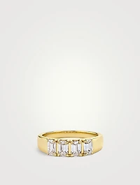 14K Gold Emerald Tetrad Ring With Lab Grown Diamonds