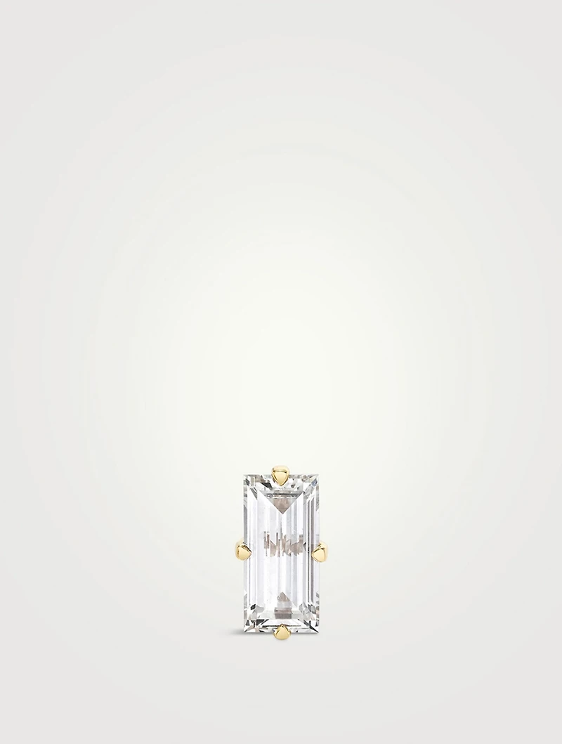 14K Gold Iconic Baguette Stud Earring With Lab Grown Diamond