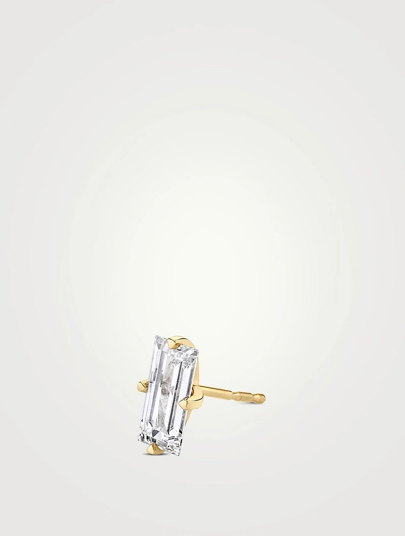 14K Gold Iconic Baguette Stud Earring With Lab Grown Diamond