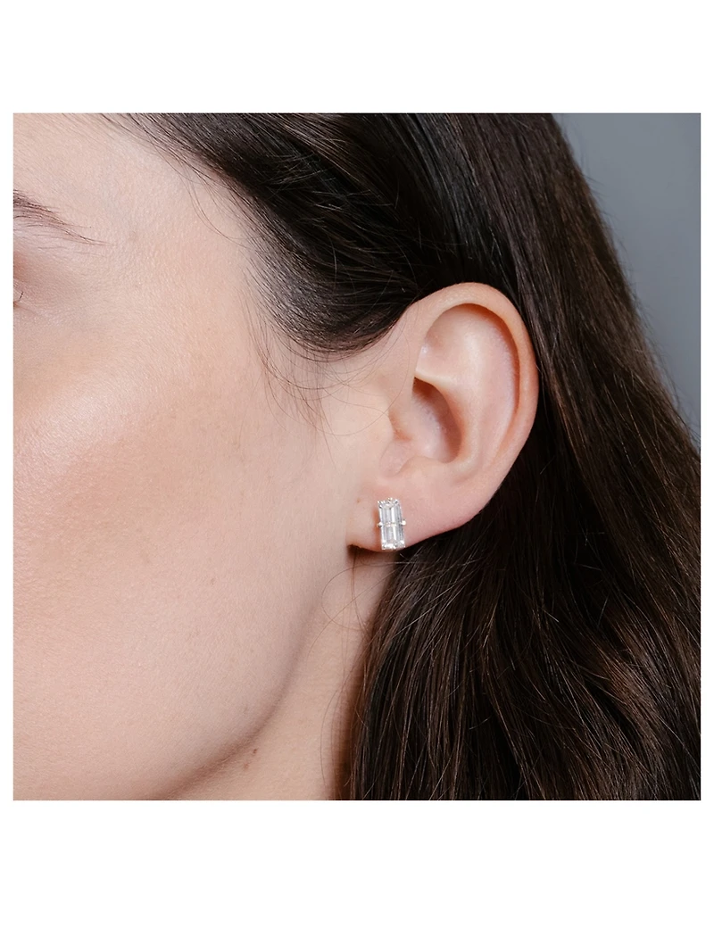 14K Gold Iconic Baguette Stud Earring With Lab Grown Diamond