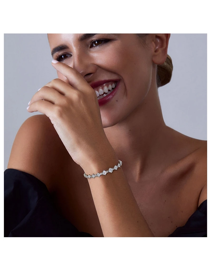 14K White Gold Linked Tennis Bracelet With Lab Grown Diamonds
