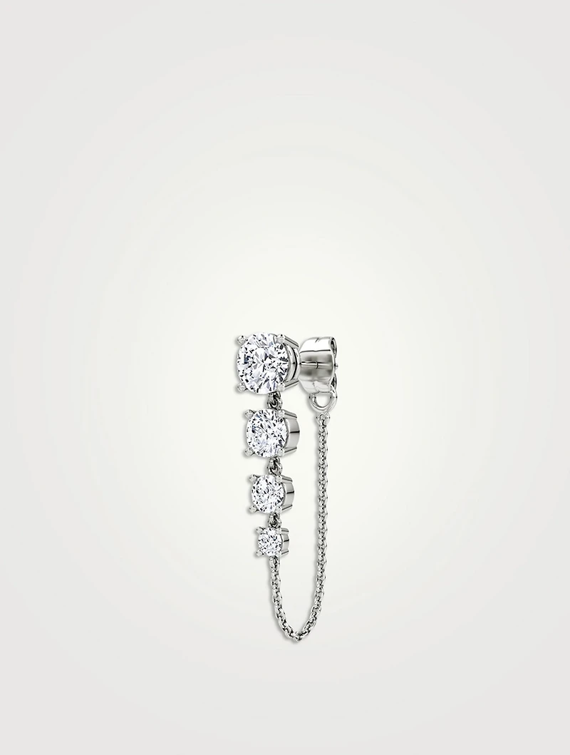 14K White Gold Linked Tennis Earring With Lab Grown Diamonds