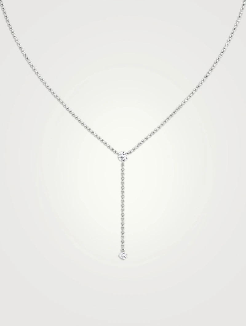 14K White Gold Duo Lariat Necklace With Lab Grown Diamonds
