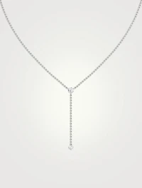 14K White Gold Duo Lariat Necklace With Lab Grown Diamonds