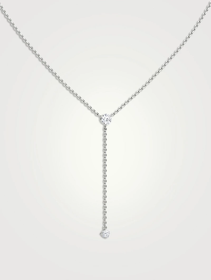 14K White Gold Duo Lariat Necklace With Lab Grown Diamonds