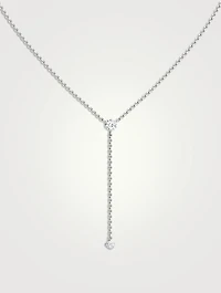 14K White Gold Duo Lariat Necklace With Lab Grown Diamonds