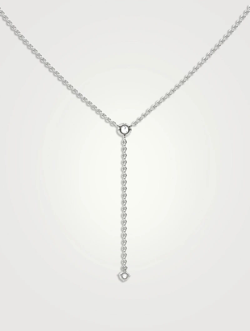 14K White Gold Duo Lariat Necklace With Lab Grown Diamonds