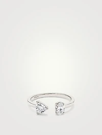 14K Gold Oval And Trillion Mixed Cuff Ring With Lab Grown Diamonds