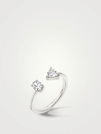 14K Gold Oval And Trillion Mixed Cuff Ring With Lab Grown Diamonds