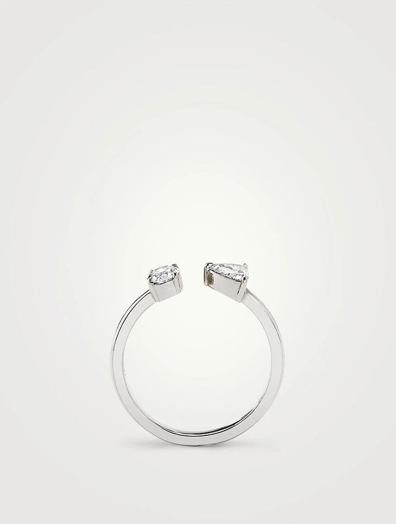 14K Gold Oval And Trillion Mixed Cuff Ring With Lab Grown Diamonds