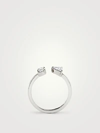 14K Gold Oval And Trillion Mixed Cuff Ring With Lab Grown Diamonds