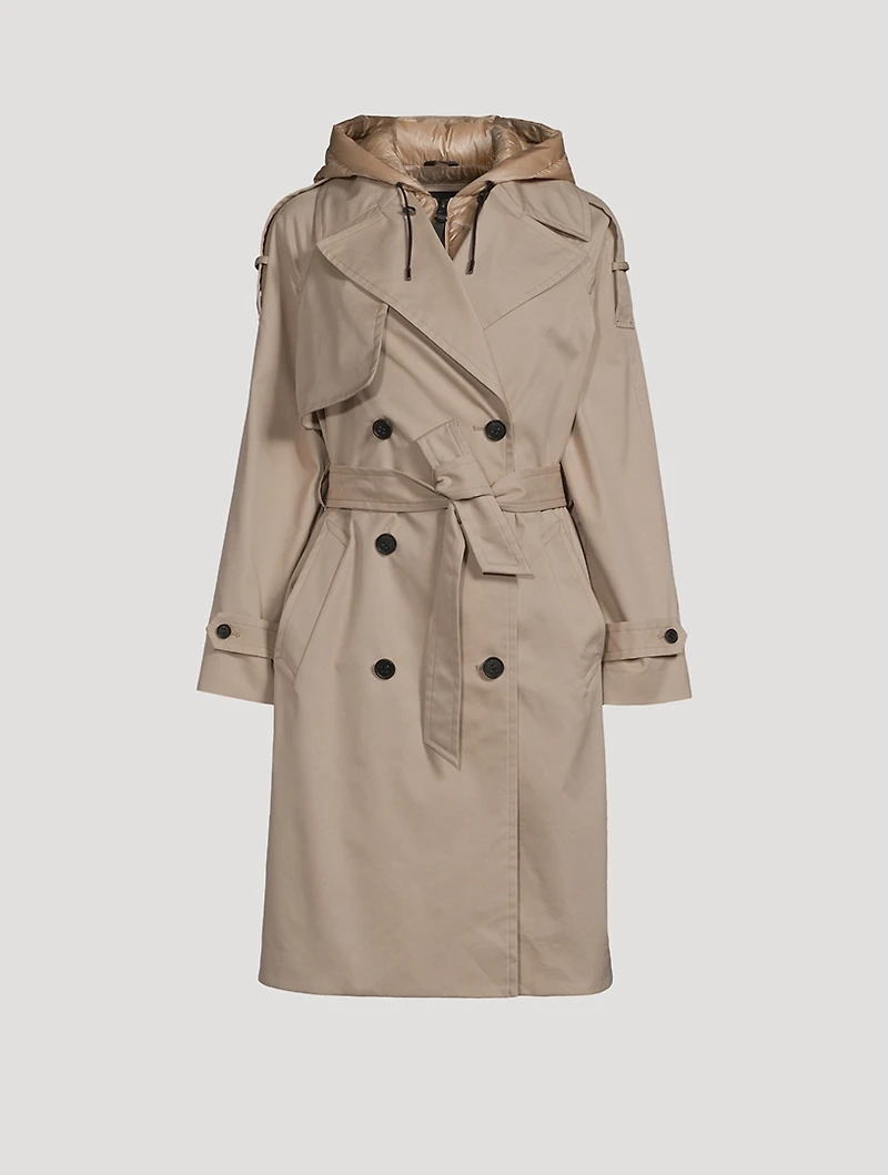 Trisha Double-Breasted Down Trench Coat