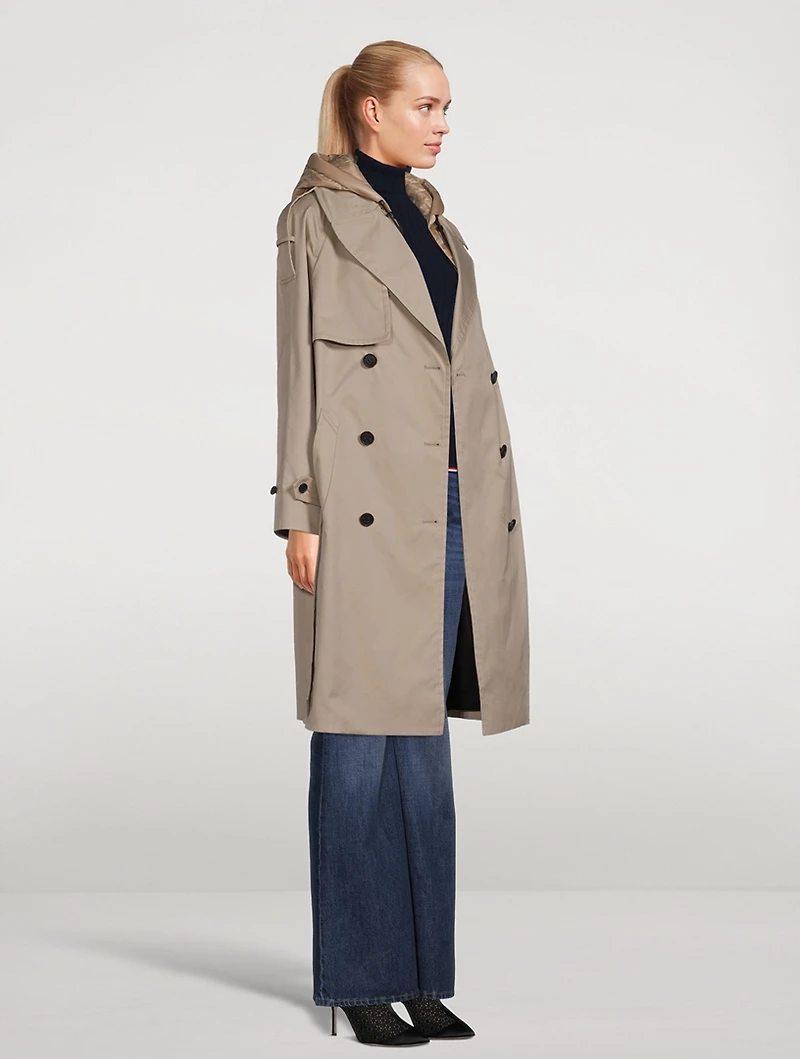 Trisha Double-Breasted Down Trench Coat